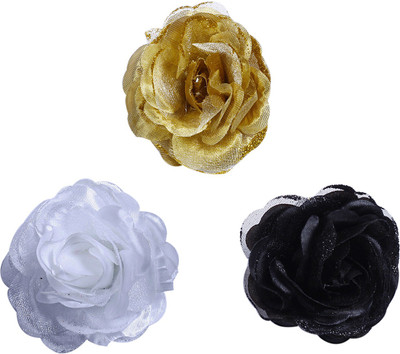 

Sringhar Hair blosoom rose hair clips for women and girls set of 3 gold black white color Hair Clip(Multicolor)