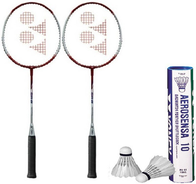 

Yonex Combo of Three, Two 'GR Beta' Badminton Racquet (With Cover) and One Box 'AEROSENSA 10' Feather Shuttlecock (Pack of 12) (Color On Availability) Badminton Kit