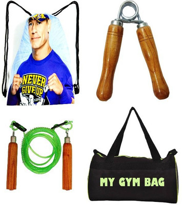 

Monika Sports 1 wooden handgrip , 1 string bag , 1 skipping rope , 1 gym bag Gym & Fitness Kit