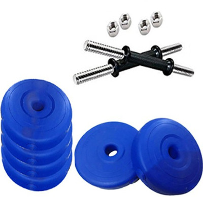 BFIT 6KG HOME GYM SET 1 KG X 6 COATED WEIGHT PLATES + 2 ROD 14 INCH BLUE Gym & Fitness Kit