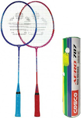 

Cosco Combo of Three, Two 'Cb 80 ' Badminton Racquet (Cover Orange/ Blue) and one Box of 'Aero 787' Nylon Shuttlecock (Pack of 6) (Color On Availability) - Badminton Kit
