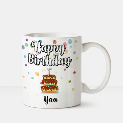 

Huppme Happy Birthday Yaa Printed Coffee White Ceramic Mug(350 ml), Multicolor