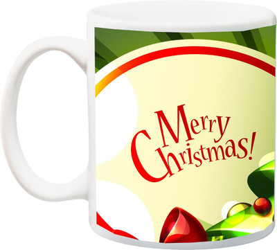 

Stylotrendz Merry Christmas Green Theme Printed Ceramic Mug(325 ml), White