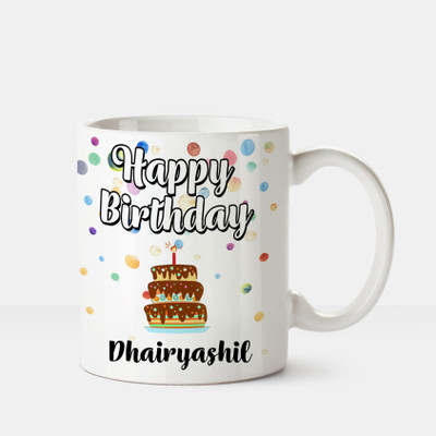 

Huppme Happy Birthday Dhairyashil Printed Coffee White Ceramic Mug(350 ml), Multicolor