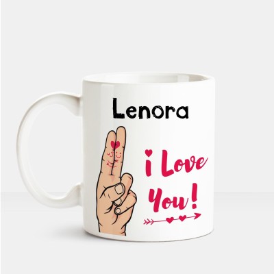 

Huppme I Love you Lenora printed personalized coffee mug Ceramic Mug(350 ml), Multicolor
