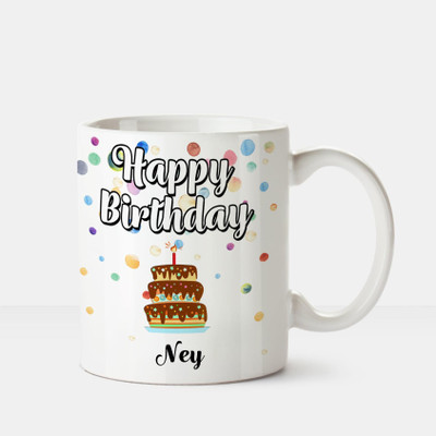 

Huppme Happy Birthday Ney Printed Coffee White Ceramic Mug(350 ml), Multicolor