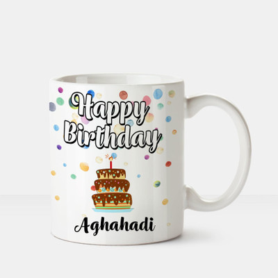 

Huppme Happy Birthday Aghahadi Printed Coffee White Ceramic Mug(350 ml), Multicolor