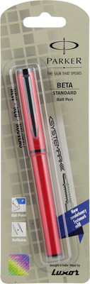 

Parker Beta Std (sys-ark)F.RED with Black parts Ball Pen(Pack of 4)