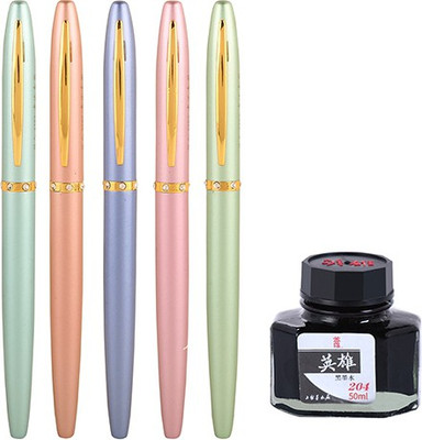 Giftvenue Yiren 3587 Exclusive Ink Pen Gift Set with Free Hero Black Ink Bottle(Pack of 5)