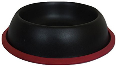 

Foodie Puppies High Quality Stainless Steel Printed Dog Food Bowl -- Medium (Red Ring Black Base) Round Steel Pet Bowl(900 ml Pink, Black)