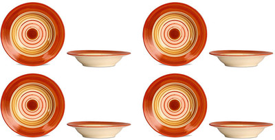 

caffeine Soup Plate 7IN Ceramic/Stoneware in Orange and Beige Studio (Set of 8) Handmade Plate(Pack of 8)