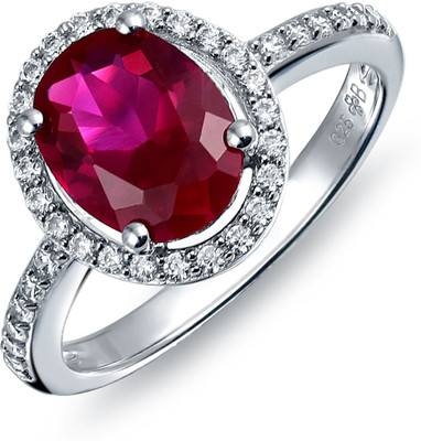 

Bling Jewelry Sterling Silver Cubic Zirconia Rhodium Plated Ring, Pink