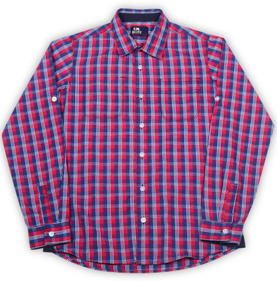 

Flying Machine Boys Checkered Casual Blue, Pink Shirt, White