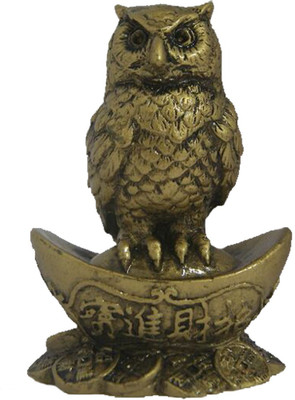 

DivyaMantra Feng Shui Owl on Ingot and Wealth Coins for Education Career Success Abundance Prosperity Luck Decorative Showpiece - 9 cm(Polyresin, Multicolor)