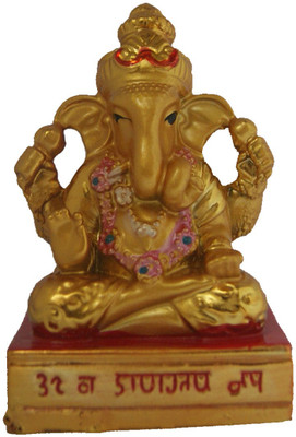 

DivyaMantra Hindu God Ganesha Idol Sculpture Statue Puja / Car Dashboard Murti For Good Luck Financial Prosperity Decorative Showpiece - 8.5 cm(Polyresin, Gold)