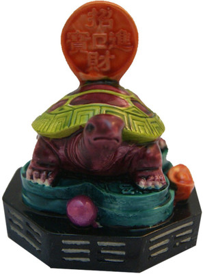 

DivyaMantra Feng Shui Wealth Tortoise With Coin Decorative Showpiece - 6 cm(Polyresin, Multicolor)
