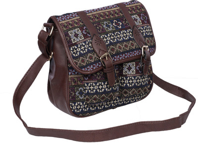 

Leather Land Women Casual Brown Canvas Sling Bag