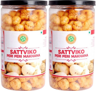 

Sattviko Peri Peri Makhana Lite Snacks Pet Jar Pack of 2 - 75 grams each(150 g, Pack of 2)