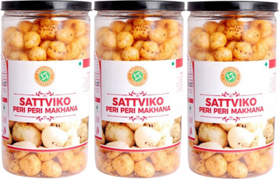 

Sattviko Peri Peri Makhana Lite Snacks Pet Jar Pack of 3 - 75 grams each(225 g, Pack of 3)