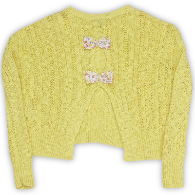 

United Colors of Benetton. Self Design Round Neck Casual Girls Yellow Sweater, 01l