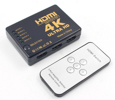 

LipiWorld TV-out Cable 4K Ultra HD 3D 5 Port HDMI Splitter Switch Hub HDTV Video with IR Remote Control For PS3 HDTV(Black, For Computer)