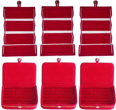 

Funkroo Combo deal 3pc maroon earring folder and 3pc maroon ring vanity box Makeup Vanity Box(Multicolor)