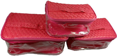 

Addyz 3 Pieces Kit Set Make up Toiletry Cosmetic Storage jewellery Vanity Box(Maroon)