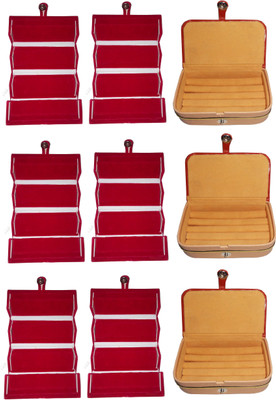 

Funkroo Combo 6 pc red earring folder and 3 pc ear ring box jewelry vanity box Makeup Vanity Box(Multicolor)