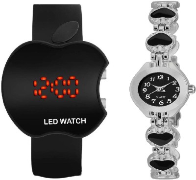 sooms black apple led boys watch with T S TINY WHITE HEARTS DIVA GLEAM LADIES BRACELET Watch  - For Girls   Watches  (Sooms)