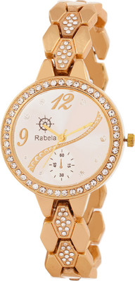 

Rabela Golden Watch Golden Watch white Dial Watch - For Women