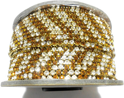 

GOELX 2-in-1 Stone Chain - Golden & Clear for Jewellery Making & Decorating !!