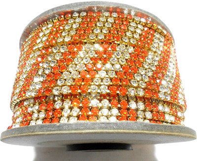 

GOELX 2-in-1 Stone Chain - Orange & Clear for Jewellery Making & Decorating !!