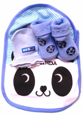 

Babies Bloom Blue Whale Design 3 Pcs High Quality Baby Bib, Anti Scratch Mittens And Socks Gift Set For Baby Boy(0-6 Months)(Multicolor)