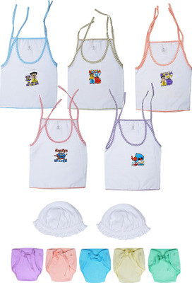 

Sathiyas White Jabla with Nappies and Caps(White)