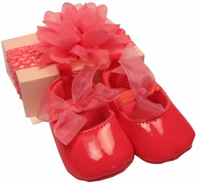 

Babies Bloom Infant Baby Girl Crib Dark Pink Shoes And Pink Headband (Size 11)(Multicolor)