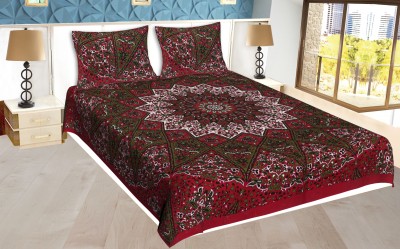 AARAV TEXTILE AND HANDICRAFTS 200 TC Cotton Double Printed Flat Bedsheet(Pack of 1, Black)