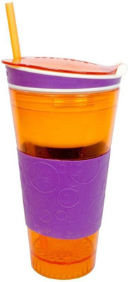 

mega star Snackeez 2 in 1 Snack Drink Cup 600 ml Bottle (Pack of 1, orange) 600 ml Sipper(Pack of 1, Orange)