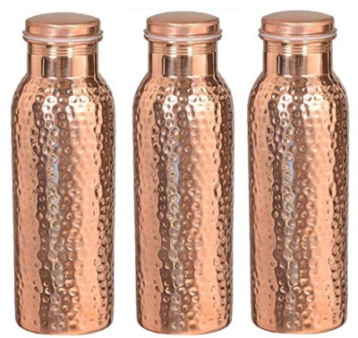 KUBER INDUSTRIES Hammered Lacqour Coated Leak Proof Pure Copper Bottle Set of 3 Pcs 1000 ML Handmade, Ayurveda and Yoga Bottle with Medicinal Benefits-Copper117 1000 ml Bottle(Pack of 3, Brown, Copper)