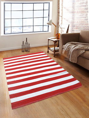 ROMEE Red Polyester Dhurrie(1 ft,  X 2 ft, Rectangle)