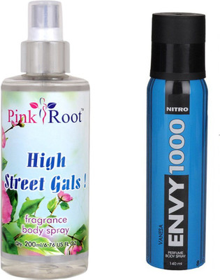 

Envy 1000 Nitro Perfume Body Spray 120ml, Pink Root High Street Gals Fragrance body Spray 200ml(Set of 2)