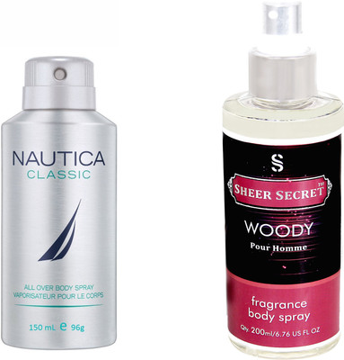 

Nautica CLASSIC::SHHER SECRET WOODY MEN Body Spray - For Men & Women(350 ml, Pack of 2)