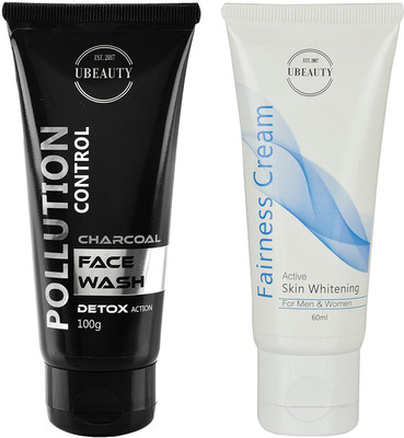 

UBeauty Combo of Pollution Control Face wash & Active Skin whitening Cream(Set of 2)