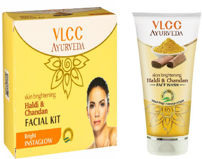 VLCC Haldi & chandan facial kit 50+haldi & chnadan face wash 50(Set of 1)
