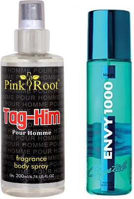 

Envy 1000 Envy Magic Perfume Body Spray 120ml and Pink Root Tag-Him Pour Homme Fragrance body Spray 200ml Pack of 2(Set of 2)