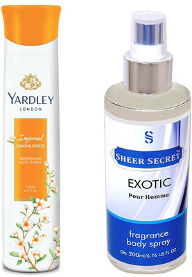 

YARDLEY SANDALWOOD 150 ML with SHEER SECRET EXOTIC MEN 200 ML(Set of 2)
