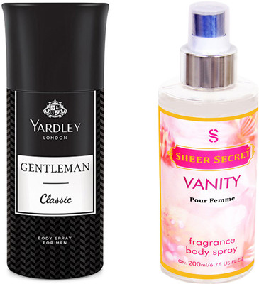 

YARDLEY CLASSIC 150 ML with SHEER SECRET VANITY WOMEN 200 ML(Set of 2)