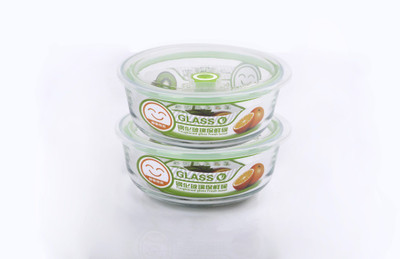INCRIZMA Round Containers with Lid, 350ml - 350 ml Glass Fridge Container(Pack of 2, Clear)