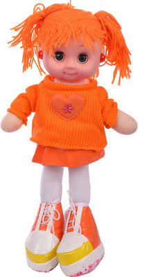 Aarushi Doll Stuffed Soft Plush Toy Girl Doll (Orange)(Orange)