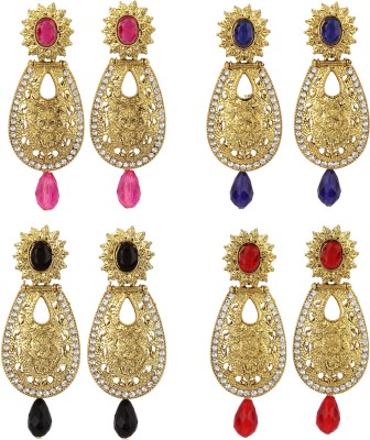 JEWELS GURU Diva Style Cubic Zirconia Alloy Drops & Danglers, Earring Set, Chandbali Earring