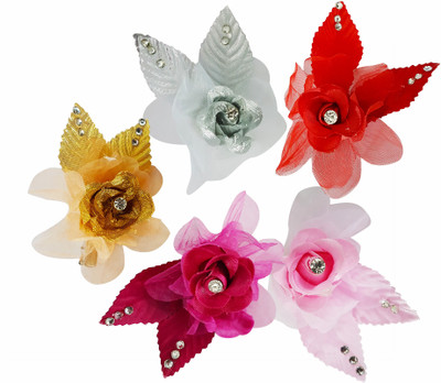 

Kabello Flower Hair Pins Brooch for Womens / Flower Hair Clips For Women And Girls / Fancy Hair Clips (Set of 5 Piece) Tic Tac Clip(Multicolor)